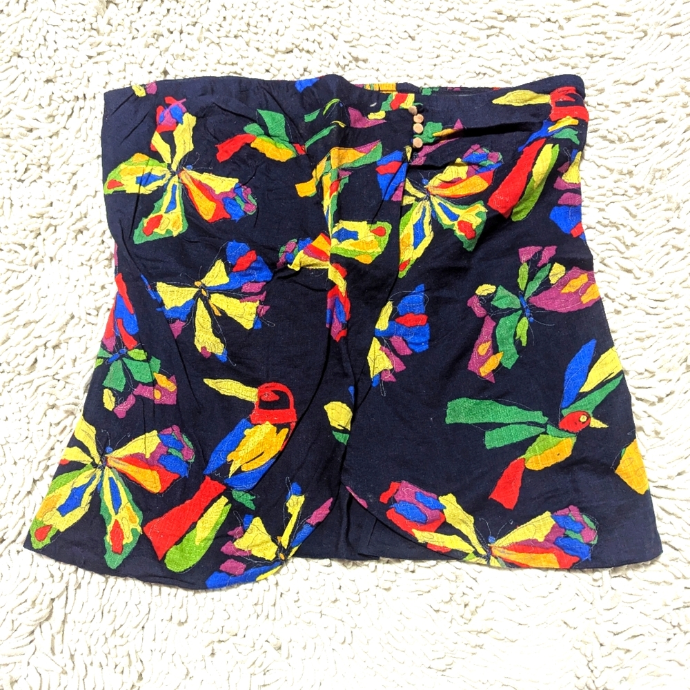 Edmé And Esyllte Navy Blue Bird/Butterfly Strapless Top- Size 10